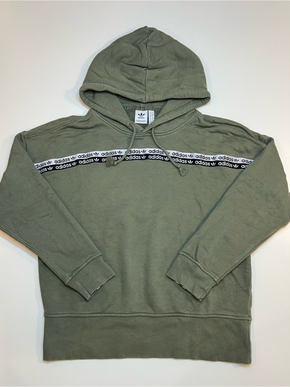 adidas Originals Vocal Logo Tape Oversized Hoodie Olive Khaki Green Pullover